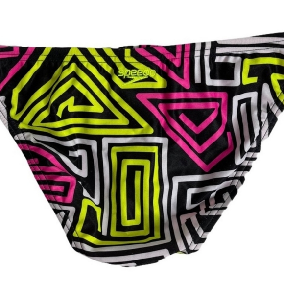Speedo 2 Piece Swimsuit Neon Pink Yellow Black - Picture 6 of 7